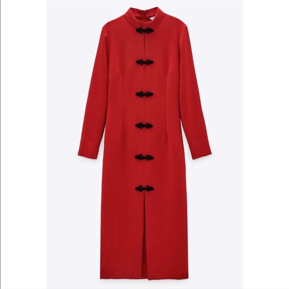 NWT Zara Red Toggle Dress size Large - Picture 8 of 17
